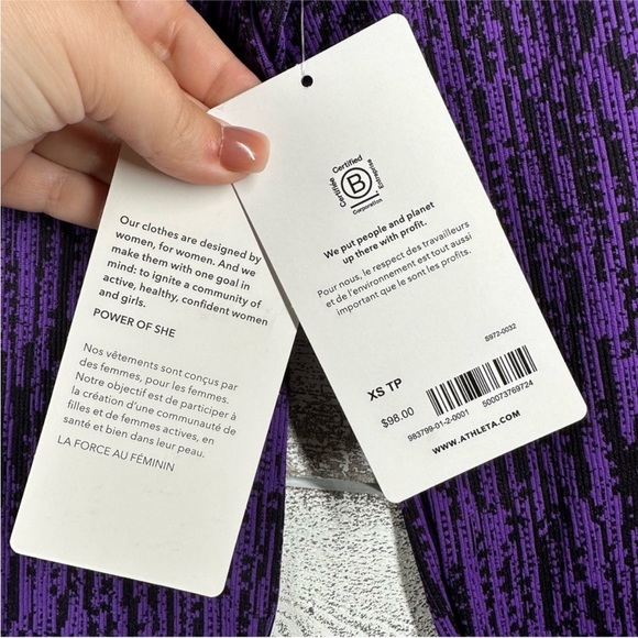 Athleta Flurry Elemental Turtleneck Purple Black Print Women’s Size XS - Picture 8 of 15